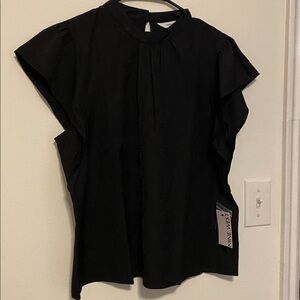 Nine West Black Flutter Sleeve Top